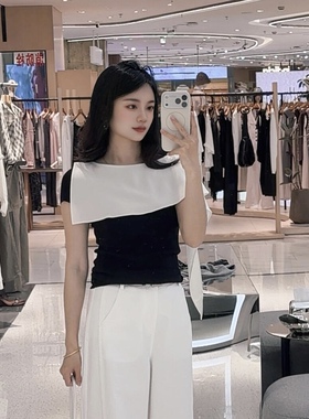 ariose·a艾诺丝单官方旗舰店2026夏百搭黑白色针织衫BR803230
