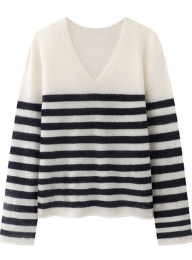 【系列】TTP家针织衫2026春新品羊绒羊毛桑蚕丝条纹1SWT045