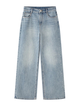 ariosea艾诺丝单官方旗舰店2026年春新款亮片直筒牛仔裤BR321115