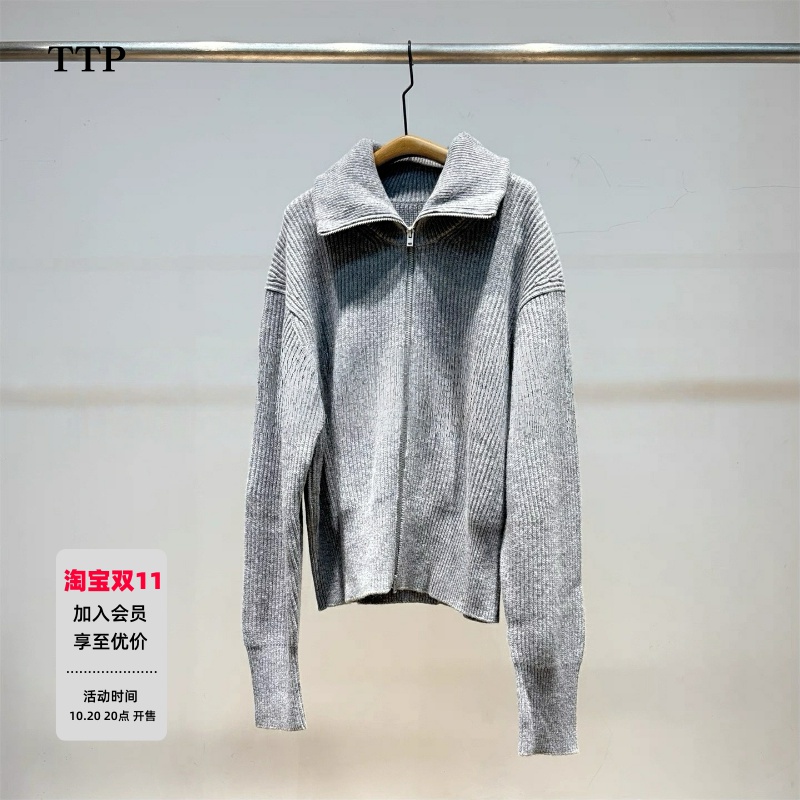 新品针织衫大翻领开衫