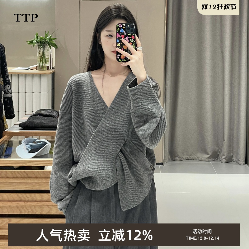 新品针织衫绵羊毛套头女