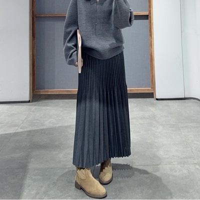 春新品半身裙立体百褶