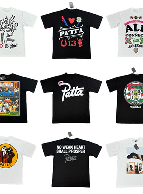 PATTA美式字母印花小众联名短袖高街休闲宽松男女情侣半袖T恤tee