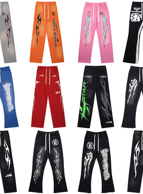 高版本Hellstar地狱之星水洗美式复古直筒微喇叭长裤子男女卫裤潮