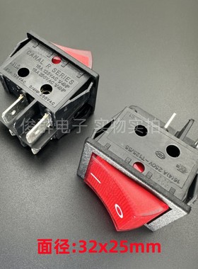 嘉尼CANAL R SERIES翘板船型开关带红灯16A 4脚2档R210 KCD4-201N