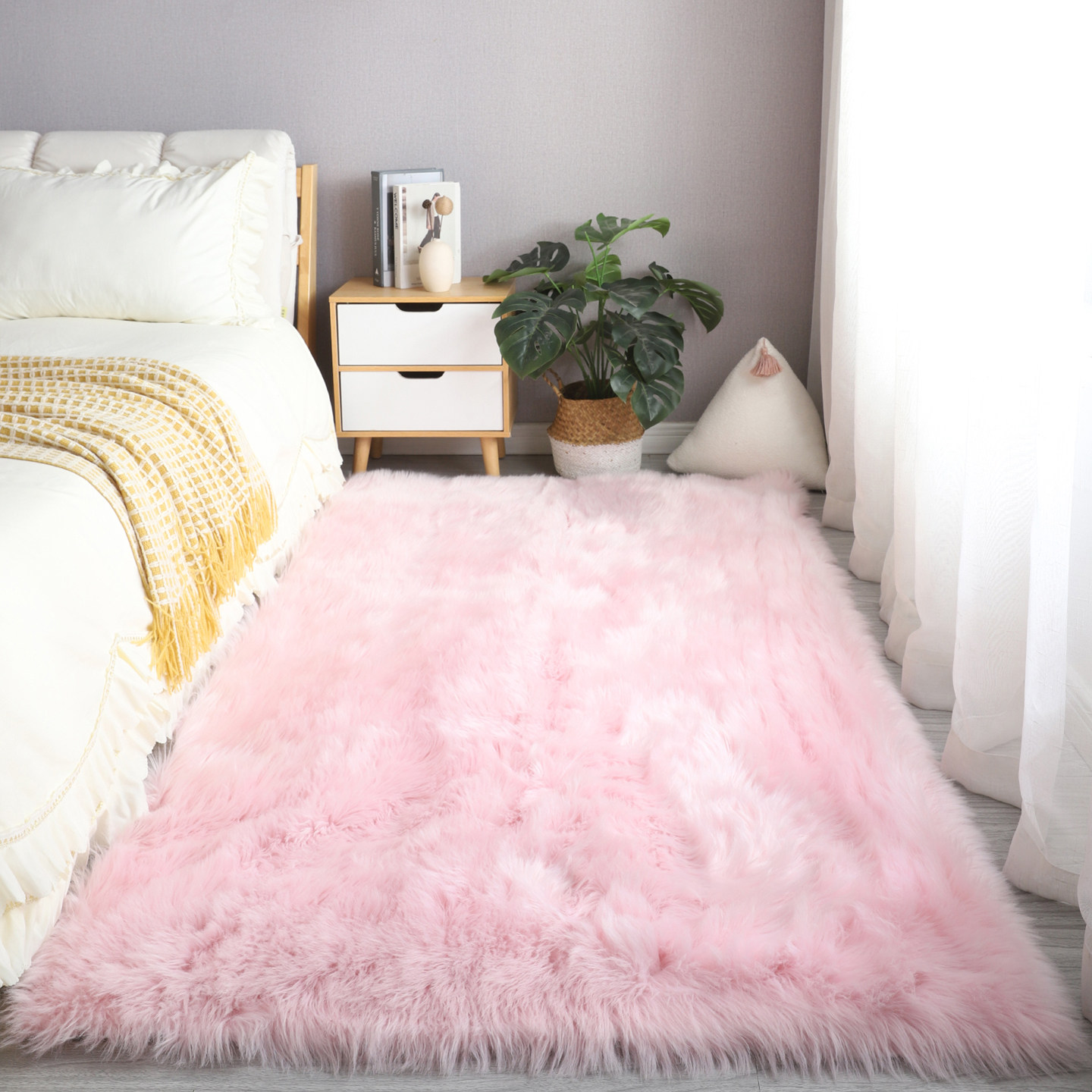 加厚卧室床边地毯高级仿羊毛地毯