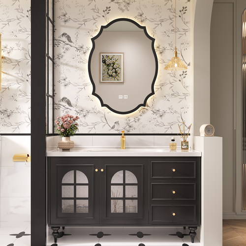 2025新款中古浴室柜落地式洗手盆