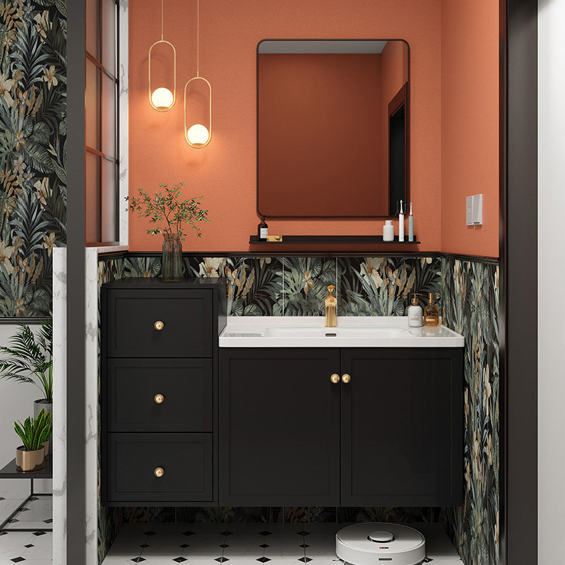 法式复古浴室柜陶瓷一体洗手盆法式奶油风卫生间洗漱台洗脸盆组合