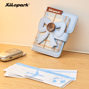 xilepark纽扣蝴蝶结磁吸旅行护照夹可爱原创收纳包礼物证件卡包