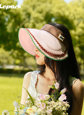 xilepark防晒帽女夏季折叠空顶帽遮脸太阳防紫外线原创设计大帽檐