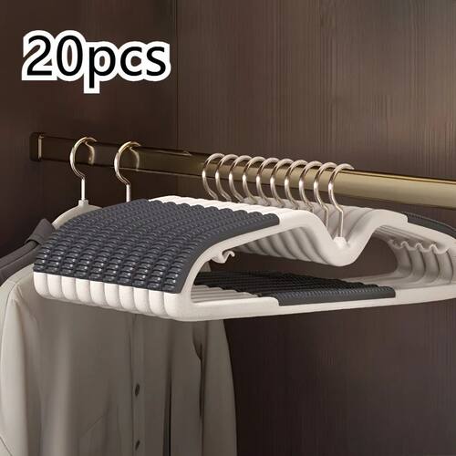 20pcs Space-Saving Plastic Hangers with Connectors, Non-Slip