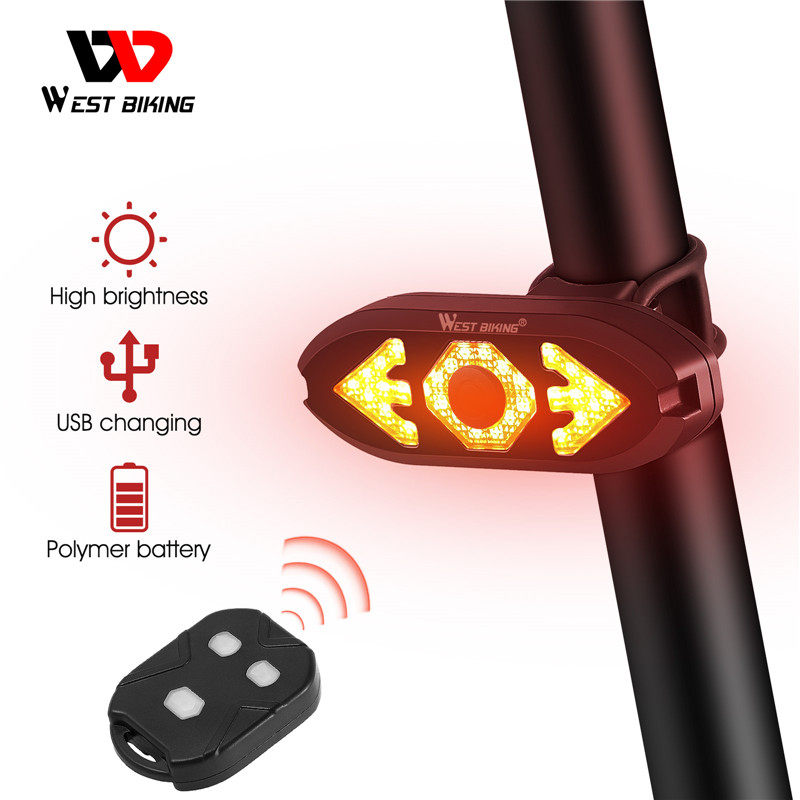 自行车灯usb rechargeable bike turn signals remote control bi