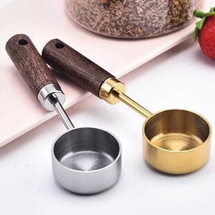 15ml Wooden Coffee Scoop Stainless Steel Long Handle Measuri