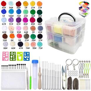 72 Colors Wool Felting Kit Needle Felting Tools DIY Handle W