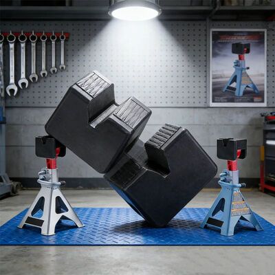 Car Lifting Rubberized Jack Stand; Universal Slot-fitted Rep