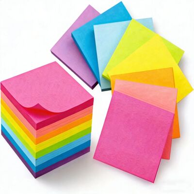 300 Pcs Colorful Fluorescent Wood Sticky Notes - Suitable Fo