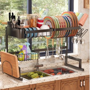 Over The Sink Dish Drying Rack, with Cutting Board Drainer
