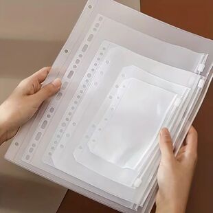 10Pcs A5 A6 A7 Binder Pockets Waterproof Zipper Pouch for 6