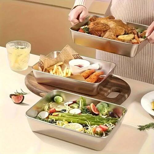 3PCS Stainless Steel Food Containers, Kitchen Accessories wi