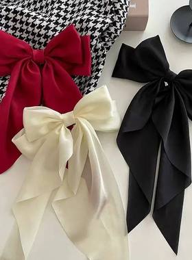 Elegant Solid Large Bow Ribbon Hair Clip For Women Girl Swee