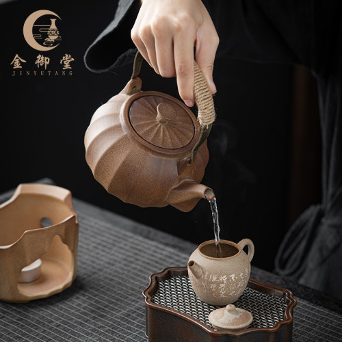 复古粗陶围炉煮茶提梁壶茶具茶具