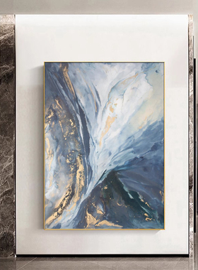 轻奢大气高级感蓝色系抽象艺术餐厅玄关客厅挂画客厅挂画