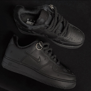 适配AirForce1低帮板鞋小钩黑武士黑色麻绳鞋带空军一号af1鞋绳子
