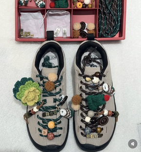diy鞋带圣诞装饰串珠科恩登山鞋亚克力大孔珠子keen混款隔珠配件