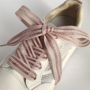 2cm蝴蝶结宽扁平鞋带鱼丝透明条纹鞋带适配德训鞋芭蕾风黑白鞋绳