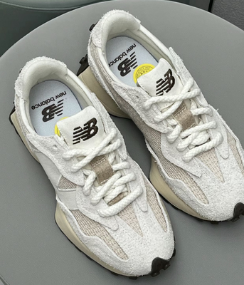 适配nb1906r纯白老爹运动鞋麻绳鞋带 AM黑色鞋子米白加粗棉麻鞋绳