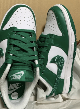 适配Nike Dunk Low ESS女款白绿腰果花非原装墨绿色扁形板鞋鞋带