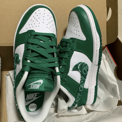 适配Nike Dunk Low ESS女款白绿腰果花非原装墨绿色扁形板鞋鞋带