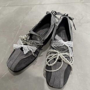 适用于rockfish芭蕾舞鞋大珍珠蝴蝶结鞋花蕾丝蝴蝶结鞋花丝带鞋带