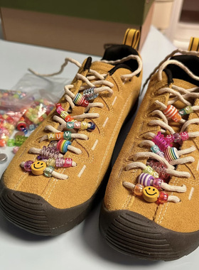 点点圆形原装鞋带适配科恩keen鞋带jasper红色紫色串珠配饰鞋装饰