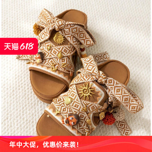 适用于ugg凉鞋民族风绑带串珠挂绳miu风松果金色海洋异域风装饰品