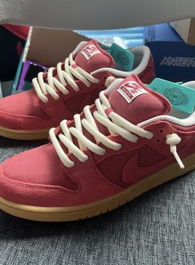 适配Nike Dunk SB Low RedGum低帮板鞋红色生胶本白色半圆粗鞋带