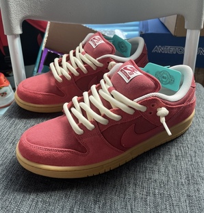 适配Nike Dunk SB Low RedGum低帮板鞋红色生胶本白色半圆粗鞋带