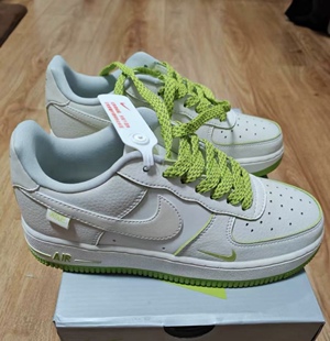 适配AF1白绿色经典板鞋果绿色扁形鞋带空军一号绿色反光夜光鞋绳