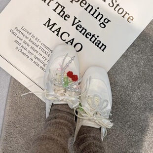 适用于威尼斯人VIVAIA彪马芭蕾舞鞋diy配饰鞋花樱桃水晶珍珠蝴蝶