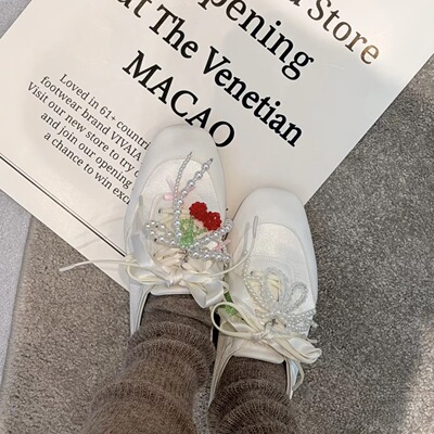 适用于威尼斯人VIVAIA彪马芭蕾舞鞋diy配饰鞋花樱桃水晶珍珠蝴蝶