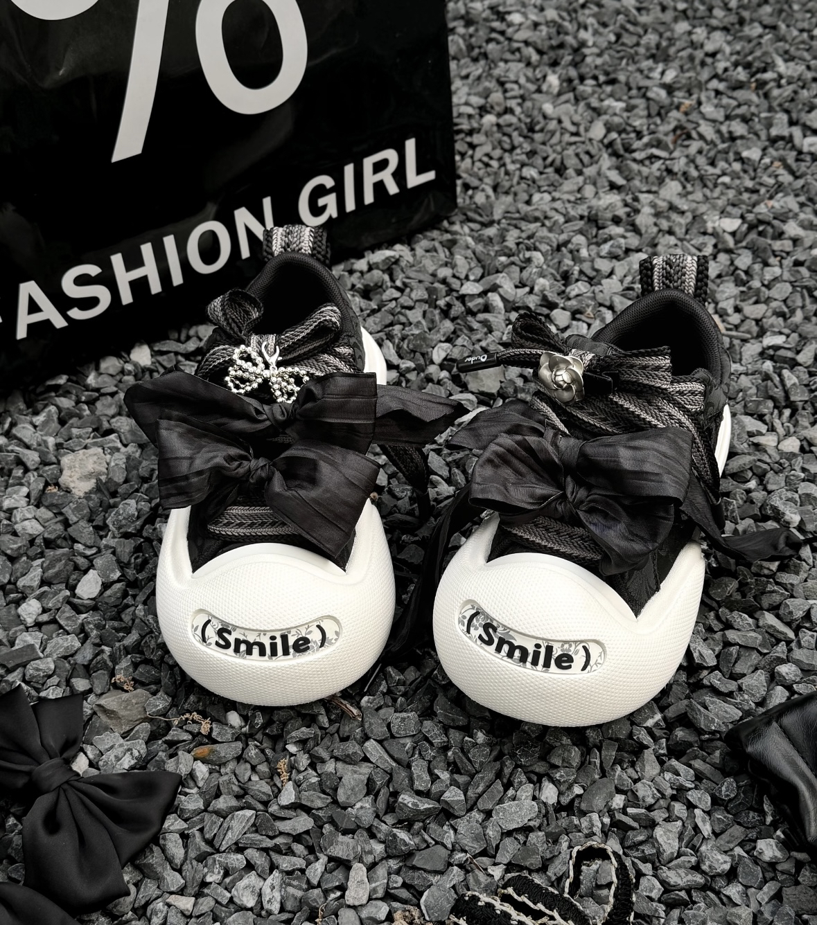 运动德训鞋5cm宽绸缎鞋带蕾丝风diy蝴蝶气质皱褶纱飘带ouder鞋绳