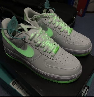 夜发光鞋带have a nike day笑脸适配空军一号AF1白绿腰果花鞋绳