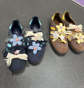 小泡芙鞋花适配Samba德训鞋鞋带装饰品彩色小花DIY蝴蝶结配件配饰