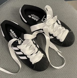 适配阿迪黑武士贝壳头芭蕾风ins丝带鞋绳gazelle板鞋白色丝绸鞋带