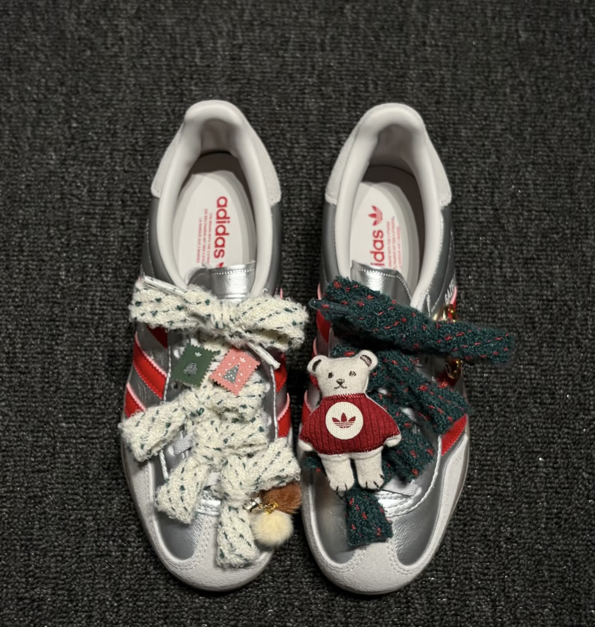 适配阿迪三叶草campus圣诞植绒花朵鞋花鞋带新年配饰马年套装鞋扣