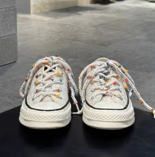 球鞋配饰多巴胺彩色毛球鞋带适配匡威小白鞋diy鞋带配饰可拆卸