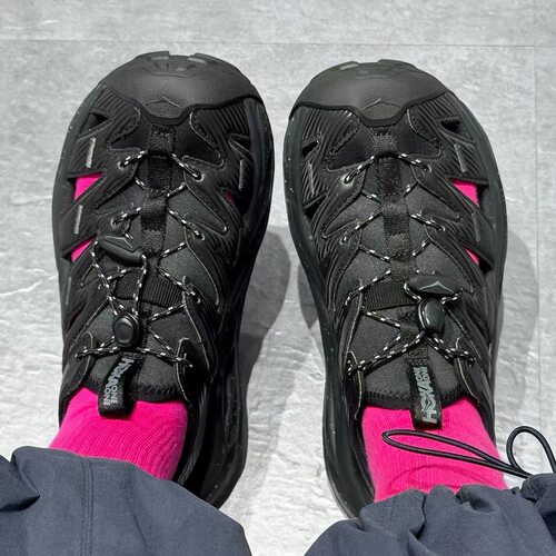 适配HOKA ONE HOPARA 2霍帕拉黑色波点溯溪徒步鞋带鞋扣懒人免系