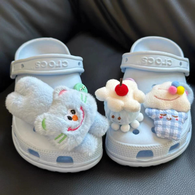 洞洞鞋鞋花猫咪冰淇淋蛋糕毛绒公仔鞋扣diy卡通配饰配件装饰搭配