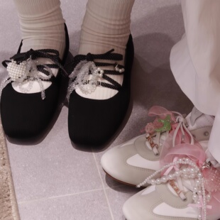 适用于威尼斯人VIVAIA黑色芭蕾舞鞋diy配饰鞋带鞋花水晶珍珠蝴蝶