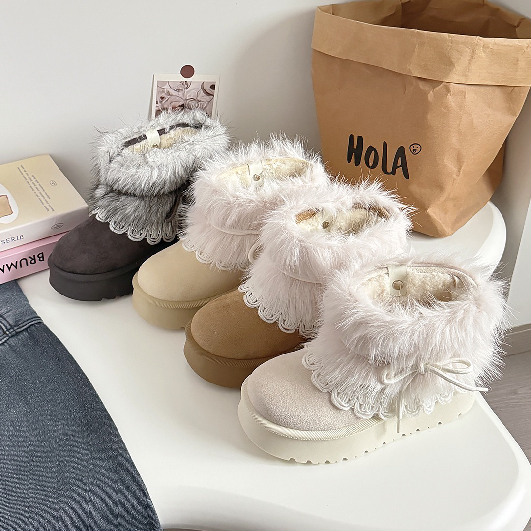 时尚百搭毛毛棉鞋女2025年冬季新款厚底增高加绒舒适保暖棉鞋外穿